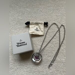 Vivienne Westwood Silver Necklace with Purple Orb Pendant